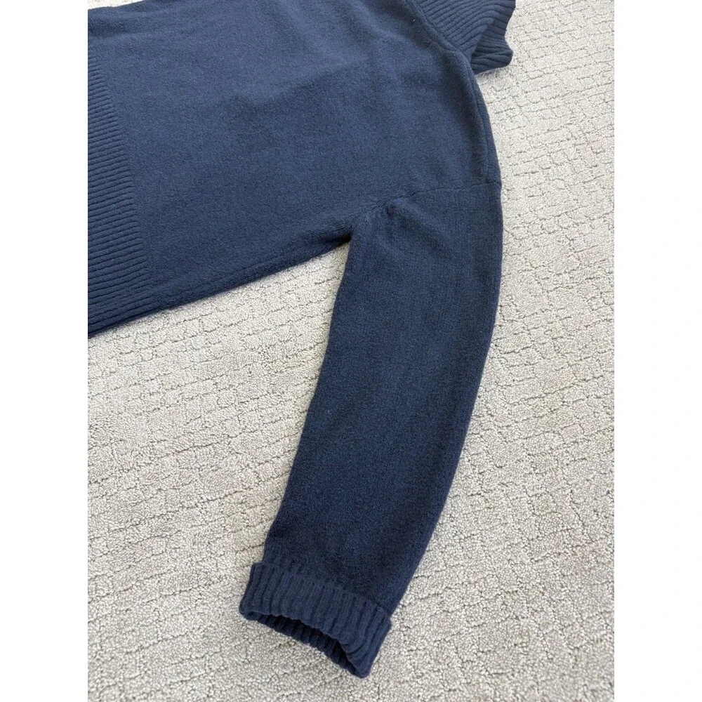 Free People Trading Up Polo Sweater S Navy Chunky Preppy Collared Relaxed Knit